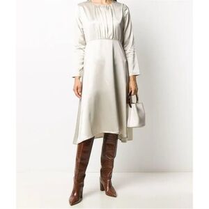 FABIANA FILIPPI Pleated Midi Dress Neutral Beige Size EU 42 NWT